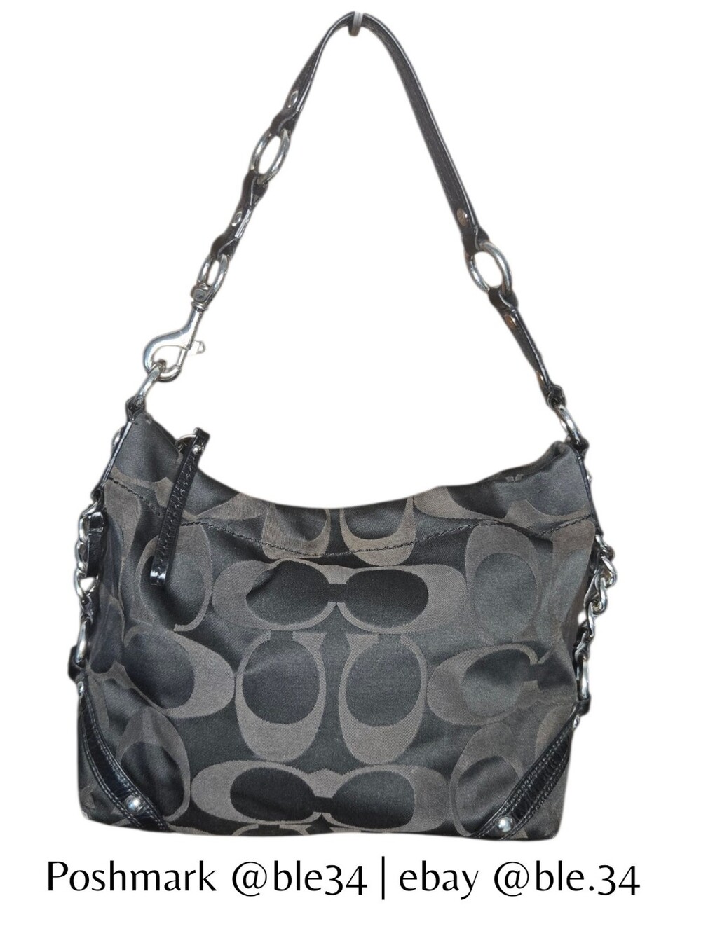Vintage Y2K Coach Women Signature Black Shoulder Bag F15250 - Picture 1 of 11